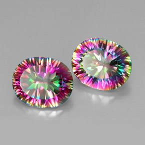 Pedras preciosas de quartzo místico multicolorido natural de  ct, corte oval, VVS-VS