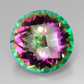 Quartzo místico multicolorido natural 31,30ct, corte redondo, VVS-VS