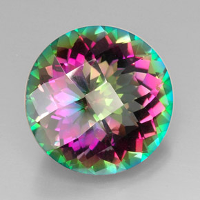 Quartzo místico multicolorido natural 31,30ct, corte redondo, VVS-VS