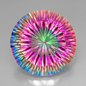 Quartzo místico multicolorido natural 47,70ct, corte redondo, VVS-VS