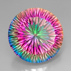 Quartzo místico multicolorido natural 47,70ct, corte redondo, VVS-VS