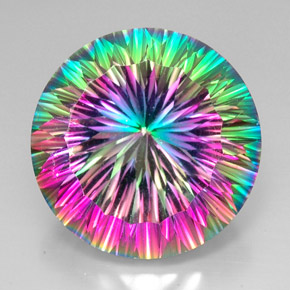Quartzo místico multicolorido natural 50,76ct, corte redondo, VVS-VS