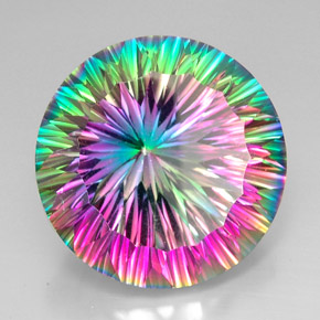 Quartzo místico multicolorido natural 50,76ct, corte redondo, VVS-VS