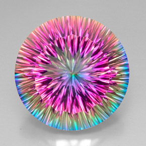 Quartzo místico multicolorido natural 50,70ct, corte redondo, VVS-VS