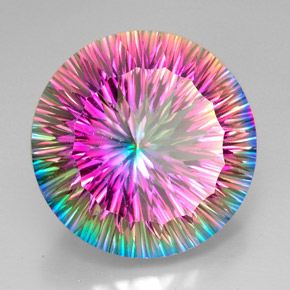Quartzo místico multicolorido natural 50,70ct, corte redondo, VVS-VS