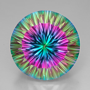 Quartzo místico multicolorido natural 94,00ct, corte redondo, VVS-VS