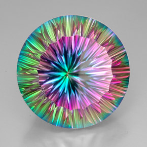 Quartzo místico multicolorido natural 94,00ct, corte redondo, VVS-VS