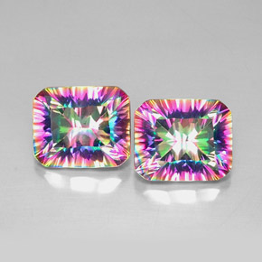 Pedras preciosas de quartzo místico multicolorido natural de  ct, corte esmeralda, VVS