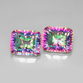 Pedras preciosas de quartzo místico multicolorido natural de  ct, corte esmeralda, VVS