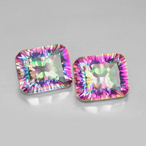 Pedras preciosas de quartzo místico multicolorido natural de  ct, corte esmeralda, VVS