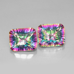 Pedras preciosas de quartzo místico multicolorido natural de  ct, corte esmeralda, VVS-VS