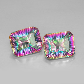 Pedras preciosas de quartzo místico multicolorido natural de  ct, corte esmeralda, VVS-VS
