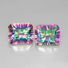 Pedras preciosas de quartzo místico multicolorido natural de  ct, corte esmeralda, VVS-VS