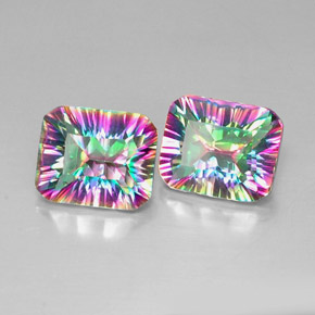 Pedras preciosas de quartzo místico multicolorido natural de  ct, corte esmeralda, VVS-VS