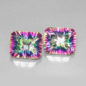 Pedras preciosas de quartzo místico multicolorido natural de  ct, corte esmeralda, VVS