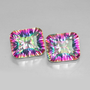 Pedras preciosas de quartzo místico multicolorido natural de  ct, corte esmeralda, VVS