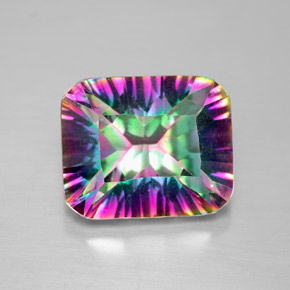 Quartzo místico multicolorido natural 5,59ct, corte esmeralda, VVS