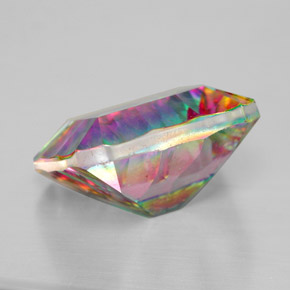 Quartzo místico multicolorido natural 5,32ct, corte esmeralda, VVS