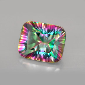 Quartzo místico multicolorido natural 5,64ct, corte esmeralda, VVS