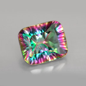 Quartzo místico multicolorido natural 5,64ct, corte esmeralda, VVS