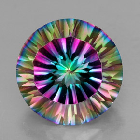Quartzo místico multicolorido natural 6,86ct, corte redondo, VVS-VS