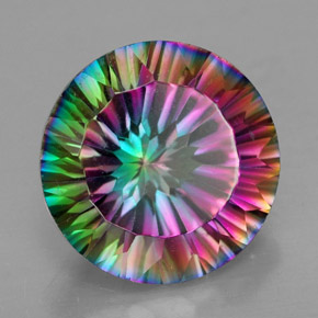 Quartzo místico multicolorido natural 6,86ct, corte redondo, VVS-VS