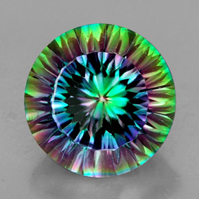Quartzo místico multicolorido natural 7,69ct, corte redondo, VVS-VS