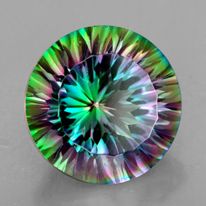 Quartzo místico multicolorido natural 7,69ct, corte redondo, VVS-VS