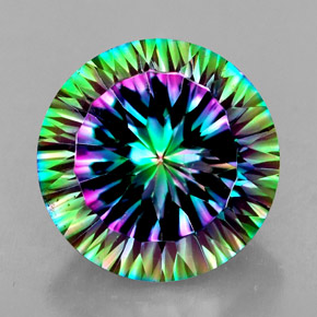 Quartzo místico multicolorido natural 7,42ct, corte redondo, VVS
