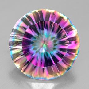 Quartzo místico multicolorido natural 7,08ct, corte redondo, VVS