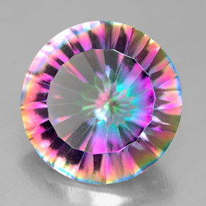 Quartzo místico multicolorido natural 7,08ct, corte redondo, VVS