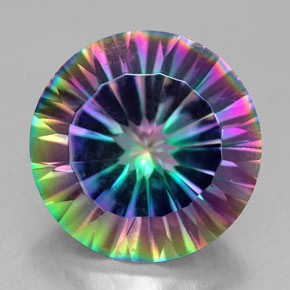 Quartzo místico multicolorido natural 6,96ct, corte redondo, VVS