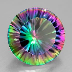 Quartzo místico multicolorido natural 6,96ct, corte redondo, VVS