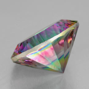 Quartzo místico multicolorido natural 6,96ct, corte redondo, VVS