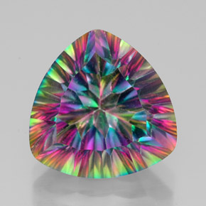 Quartzo místico multicolorido natural 7,53ct, trillion, VVS-VS