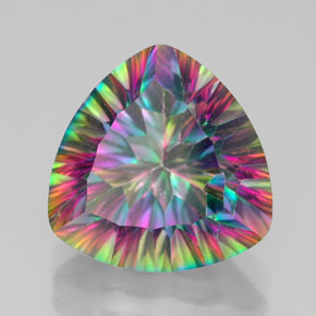 Quartzo místico multicolorido natural 7,53ct, trillion, VVS-VS