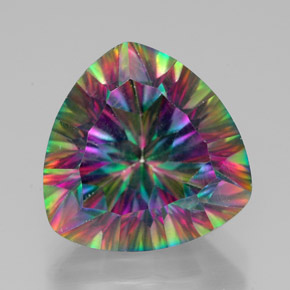 Quartzo místico multicolorido natural 7,90ct, trillion, VVS
