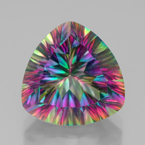 Quartzo místico multicolorido natural 7,47ct, trillion, VVS-VS