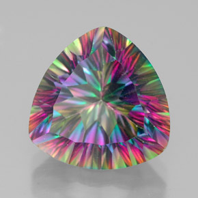 Quartzo místico multicolorido natural 7,47ct, trillion, VVS-VS