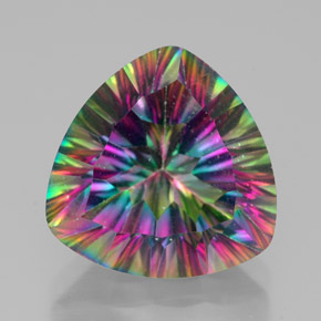 Quartzo místico multicolorido natural 7,44ct, trillion, VVS