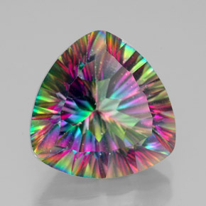 Quartzo místico multicolorido natural 7,44ct, trillion, VVS
