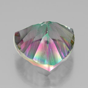 Quartzo místico multicolorido natural 7,44ct, trillion, VVS