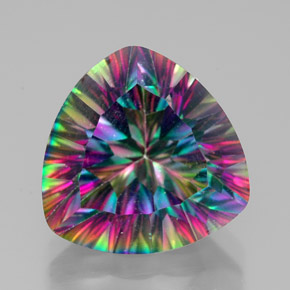 Quartzo místico multicolorido natural 7,67ct, trillion, VVS