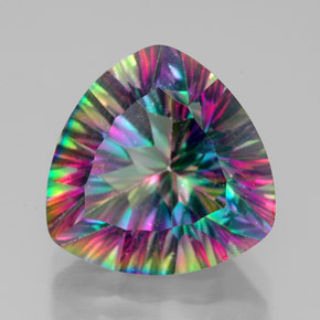 Quartzo místico multicolorido natural 7,67ct, trillion, VVS