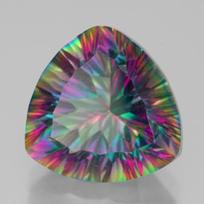 Quartzo místico multicolorido natural 7,63ct, trillion, VVS