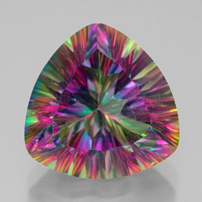 Quartzo místico multicolorido natural 7,49ct, trillion, VVS