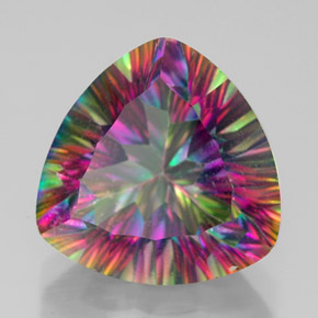 Quartzo místico multicolorido natural 7,49ct, trillion, VVS