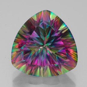 Quartzo místico multicolorido natural 7,64ct, trillion, VVS
