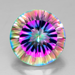Quartzo místico multicolorido natural 7,36ct, corte redondo, VVS-VS