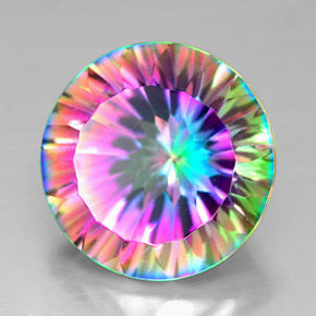 Quartzo místico multicolorido natural 7,36ct, corte redondo, VVS-VS